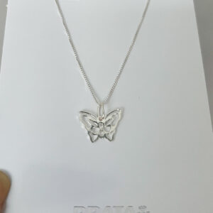 Colar V12 Pingente Borboleta Vazada 12x12mm Prata 925-45cm