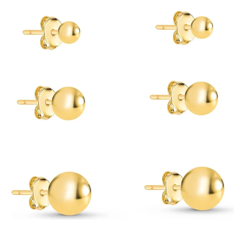 Brinco Trio Bolinha Dourado - Imagem 2