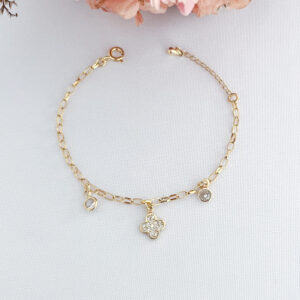 Pulseira Infantil Cristal e Trevo-15cm