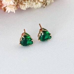 Brinco Coração pedra-8x8mm