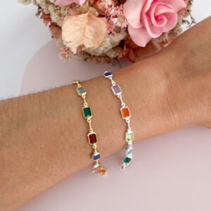Pulseiras Cristais Coloridos-21cm