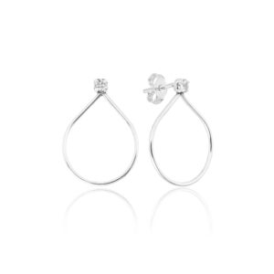 Brinco Gota Vazada Ponto de Zircônia Prata 925-2,3cm
