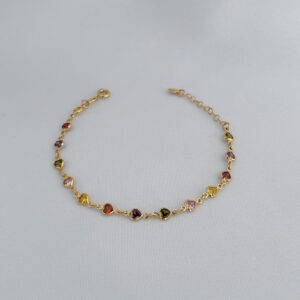 Pulseira Corações Coloridos Zircônia-19cm