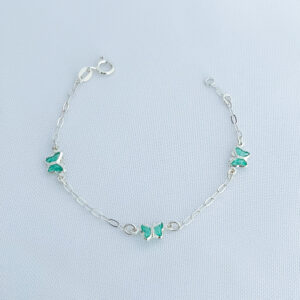 Pulseira Infantil Borboleta Prata 925-14,5cm