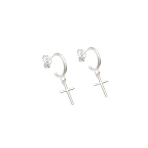 Argola Pingente Cruz Lisa-Prata 950
