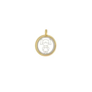 Pingente Menina Círculo com Detalhe de Ródio 13MM