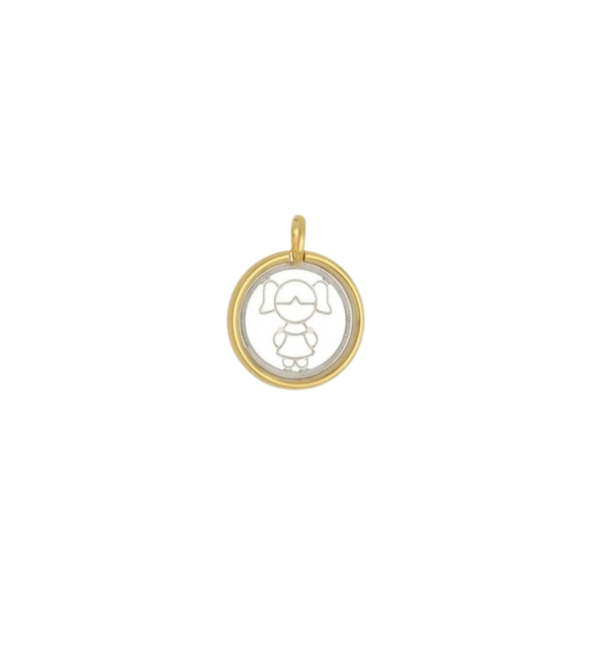 Pingente Menina Círculo com Detalhe de Ródio 13MM