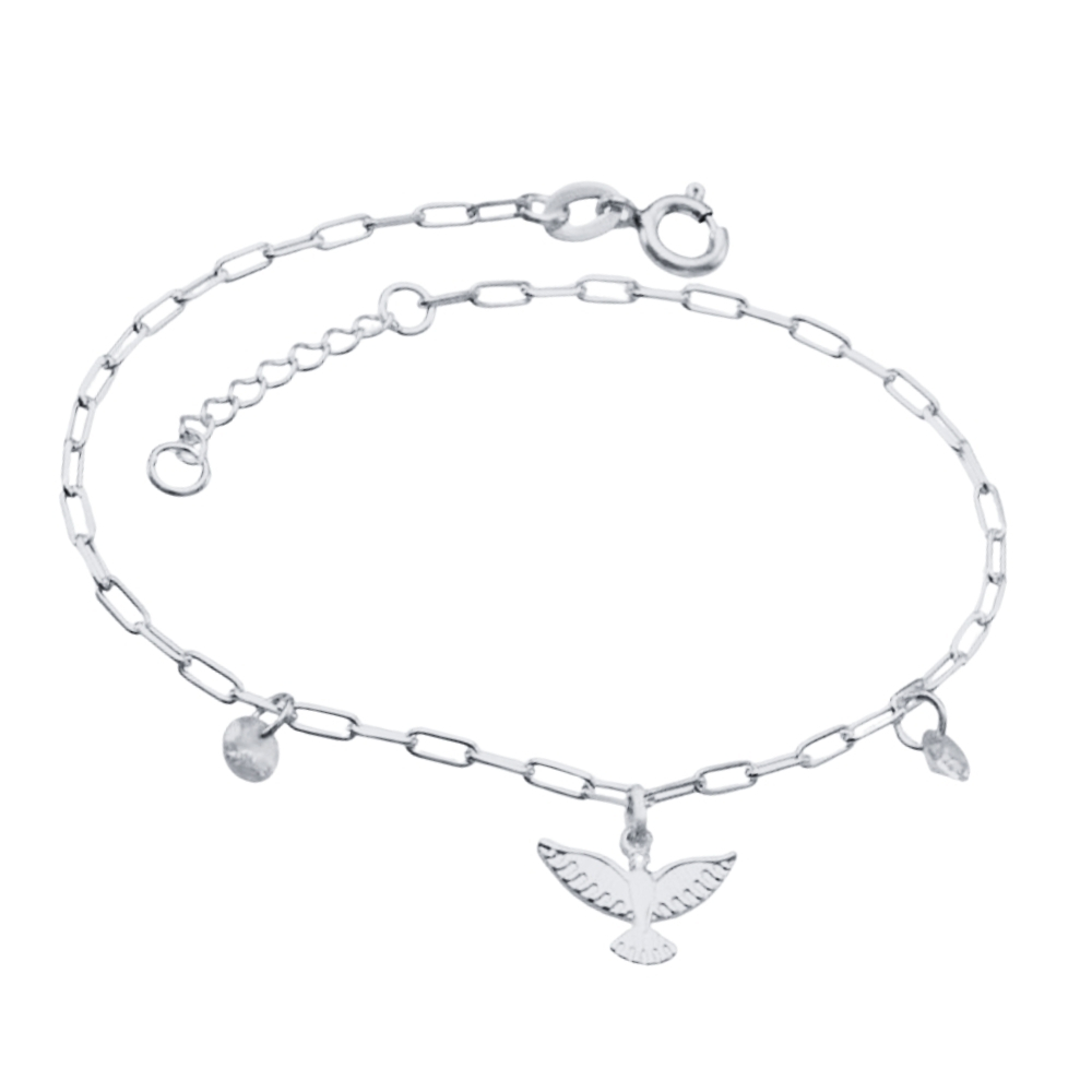 Pulseira Pingentes Espírito Santo e Zircônias Prata 950-20cm