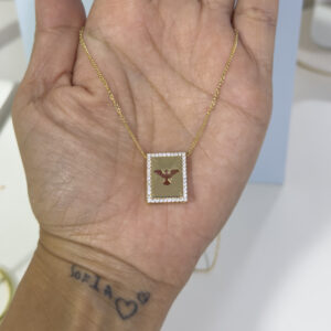 Colar Pingente Placa Espírito Santo 13x15mm -45cm