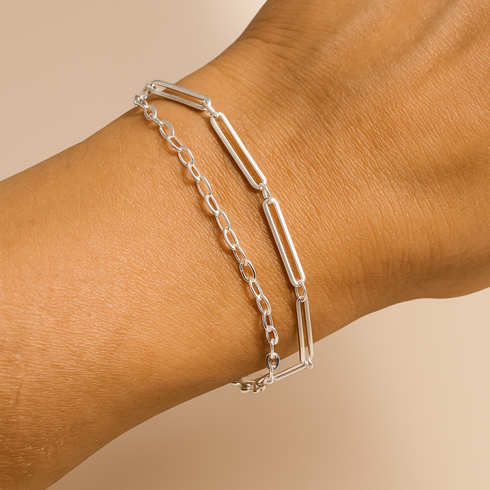 Pulseira Dupla Banho de Prata