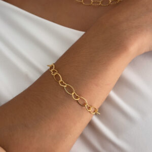 Pulseira Elos e Corações Vazados-21cm
