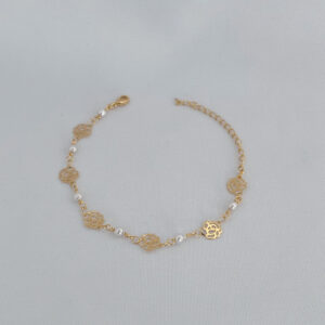 Pulseira Florzinha Com Pérolas-21cm