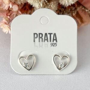 Brinco Coração Vazado Prata 925-10x10mm