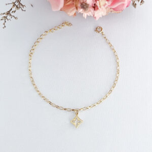 Pulseira Elos Pingente Cristal-20cm