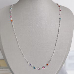 Colar Cartier Pedras Coloridas-70cm