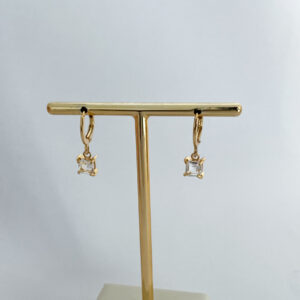 Argola Pingente Cristal Quadrado-2cm