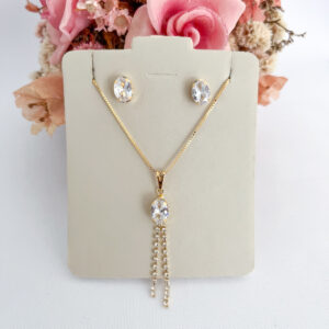 Conjunto Pedra Colorida-Cristal