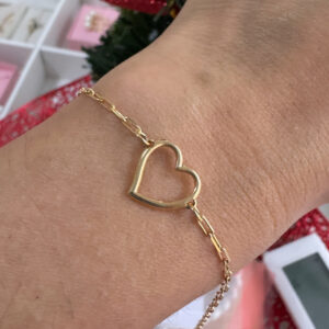 Pulseira Coração Vazado-20cm