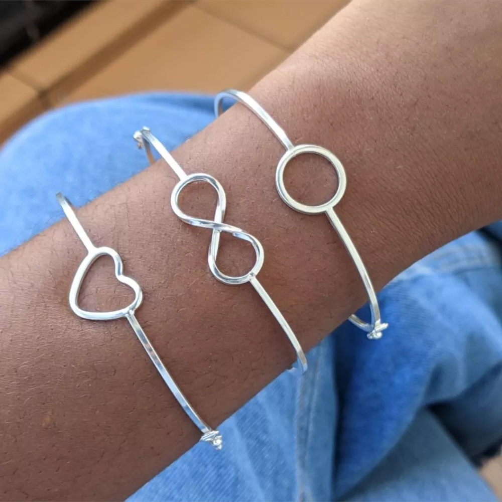 Bracelete Coração Vazado Prata 925 - Imagem 2