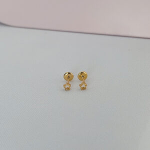Brinco Mini Estrelinha Vazada-3mm-Tarraxa Baby