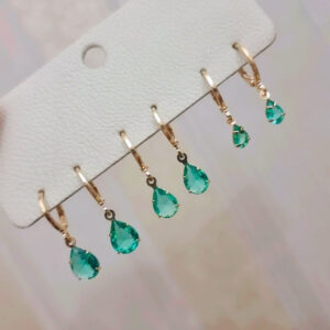 Trio Pingente Gota Cristal Verde