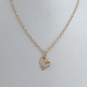 Pulseira Elos Pingente Coração Zircônia-23cm