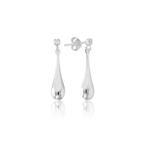 Brinco Gota Ponto de Zircônia Prata 925-1,5cm