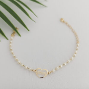 Pulseira Pérola Coração Amor