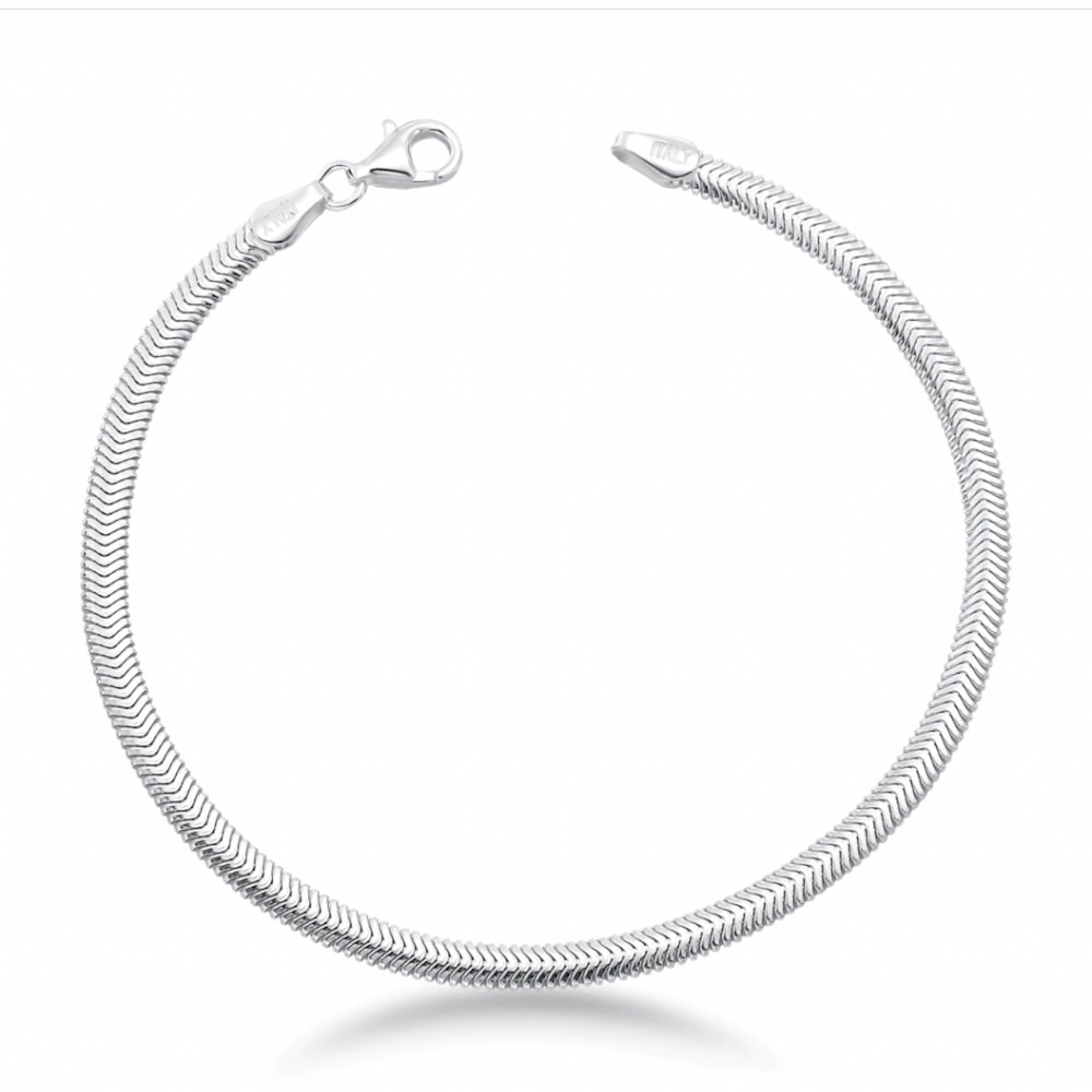 Pulseira Lacraia Prata 925 5mm-20cm