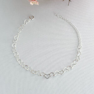 Pulseiras elos Coração Banho de Prata-20cm