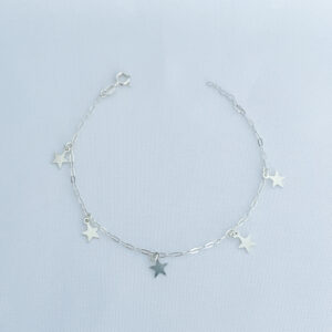 Pulseira Pingentes Estrelinhas Prata 925-19cm