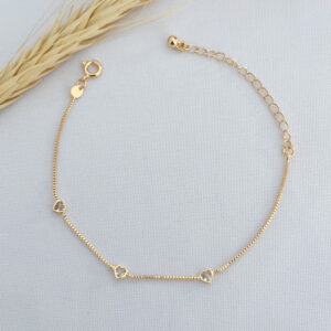 Pulseira Zircônias minis Corações-19cm