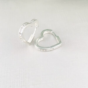 Argola Coração Cravejado Prata 925-1,5x1,5cm