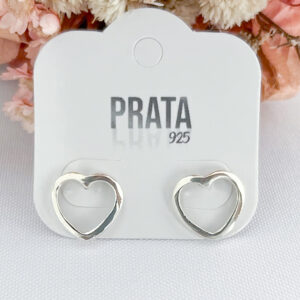 Brinco Coração Vazado Prata 925-10x10mm