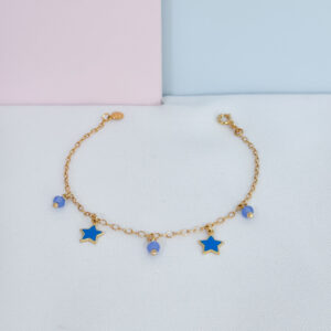 Pulseira Infantil Estrelas e Miçangas-18cm
