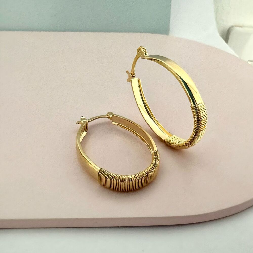 Argola Médio Oval Frisada-3,2cm