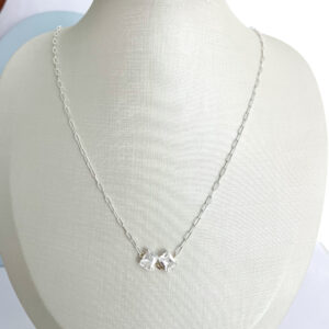 Colar Cartier 2 Zircônias Banho de Prata-45cm