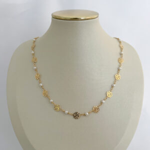 Colar Florzinha Com Pérolas-45cm