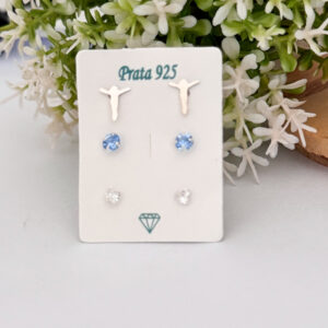 Trio Jesus e Pedrinhas Prata 925