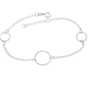 Pulseira Círculos Torcidos e Vazados Prata 950-20cm