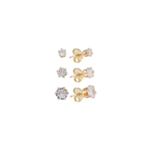 Brinco Trio Zircônia 6 Garras Dourado