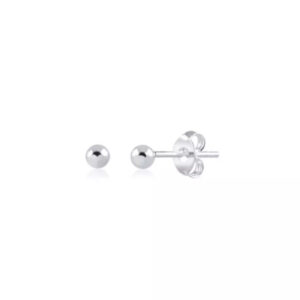 Brinco Banho de Prata  Mini Bolinha  de 2mm