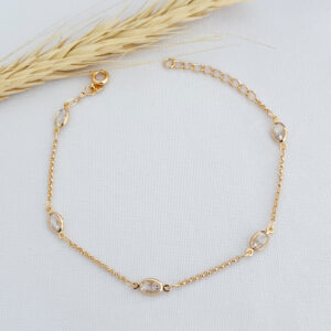 Pulseira Pedrinhas Ovais de Zircônia-20cm