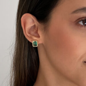 Brinco Pedra Verde-8x10mm